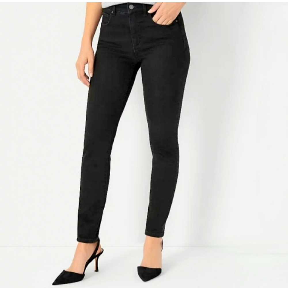 Ann Taylor Women's The Skinny Denim Jeans Mid-Rise Stretch Black Size 10 Petite